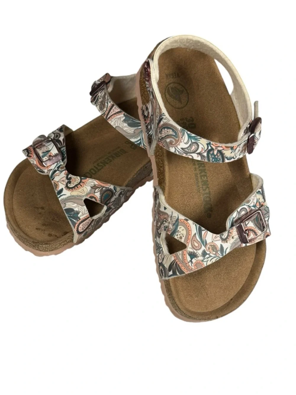 Birkenstock Kids Burk’s-Flor Paisley Light Rose Vegan Two Buckle  30 US 12-12.5